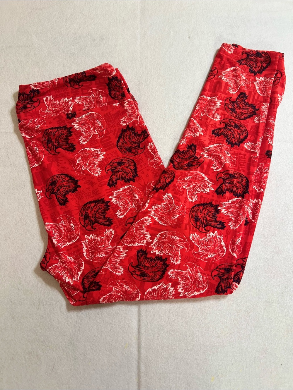 LuLaRoe Bright Red Eagle Print Leggings